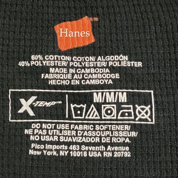 Hanes Mens Long Sleeve Waffle Knit Thermal Shirt Size M Blue Baselayer Winter - Picture 4 of 8